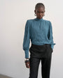 Topshop crinkle scarf blouse in blue