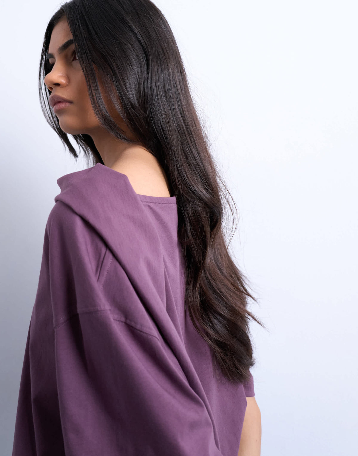 Topshop scarf neck detail drop shoulder t-shirt in fig