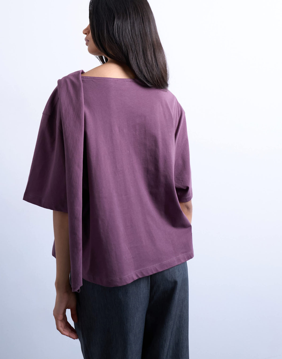 Topshop scarf neck detail drop shoulder t-shirt in fig