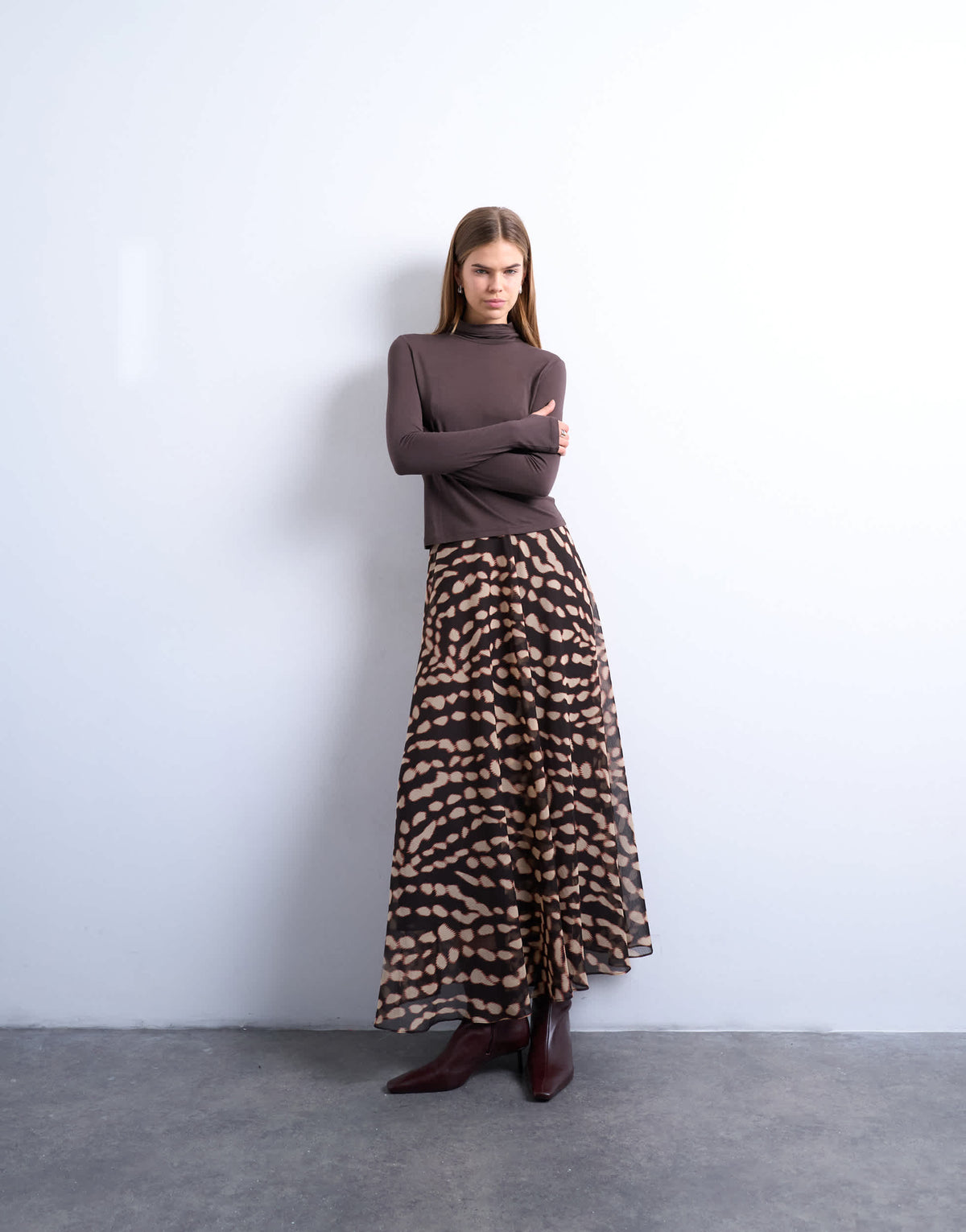 Topshop chiffon full maxi skirt in abstract zebra