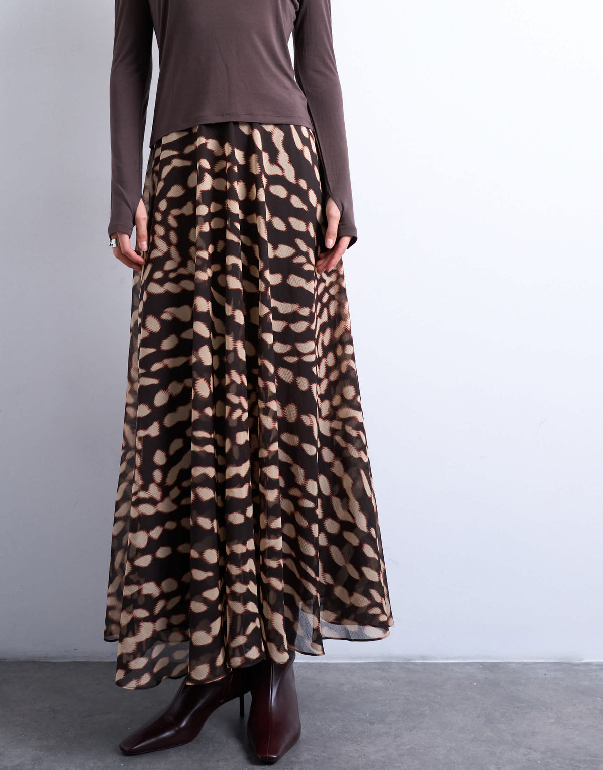 Topshop chiffon full maxi skirt in abstract zebra