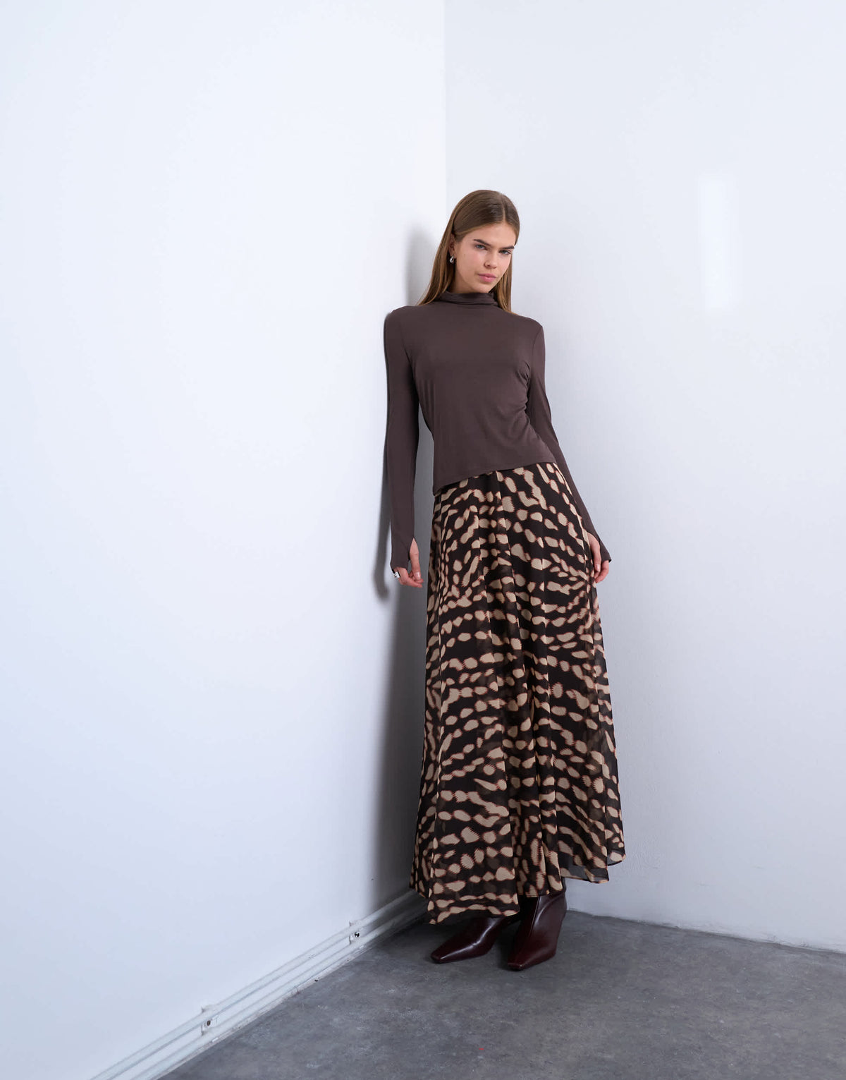 Topshop chiffon full maxi skirt in abstract zebra