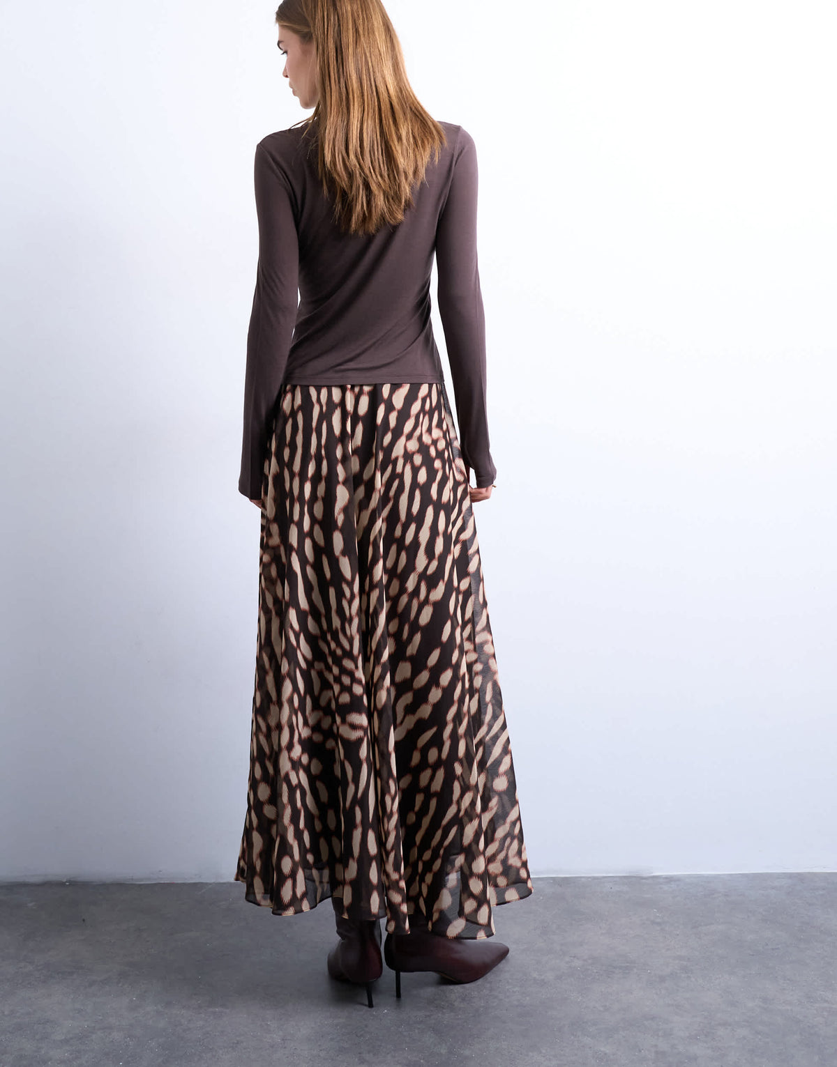 Topshop chiffon full maxi skirt in abstract zebra