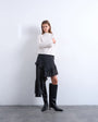Topshop asymmetric hem frill detail midi skirt in black and white polka dot