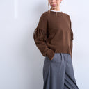 Pull Topshop en maille à franges, couleur chocolat