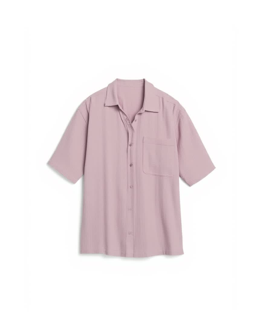 Topman oversized fit textured cheesecloth short sleeve shirt in washed lilac
