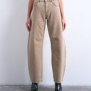 Topshop Barrel mid rise jean in washed beige