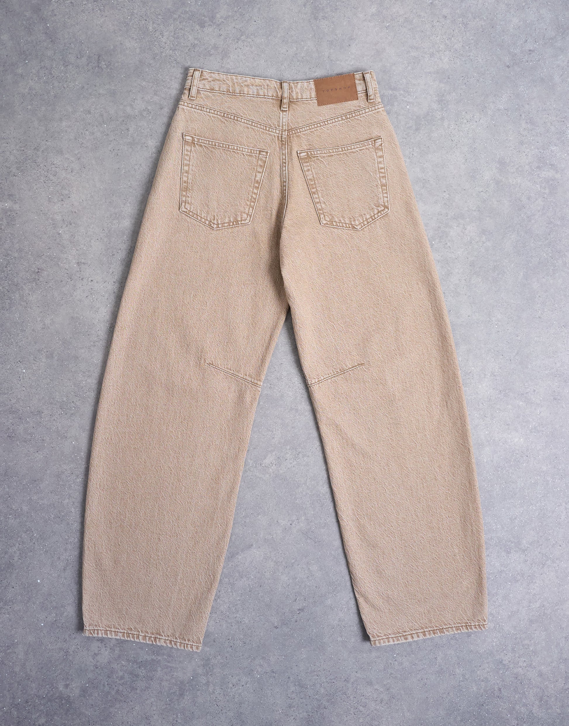 Topshop Barrel mid rise jean in washed beige
