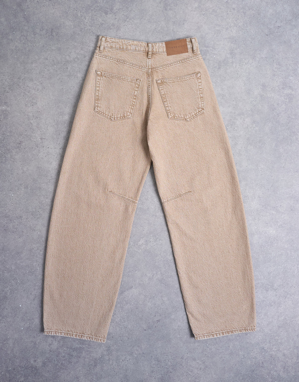 Topshop Barrel mid rise jean in washed beige