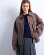 Topshop denim balloon jacket in otter