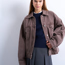 Topshop denim balloon jacket in otter