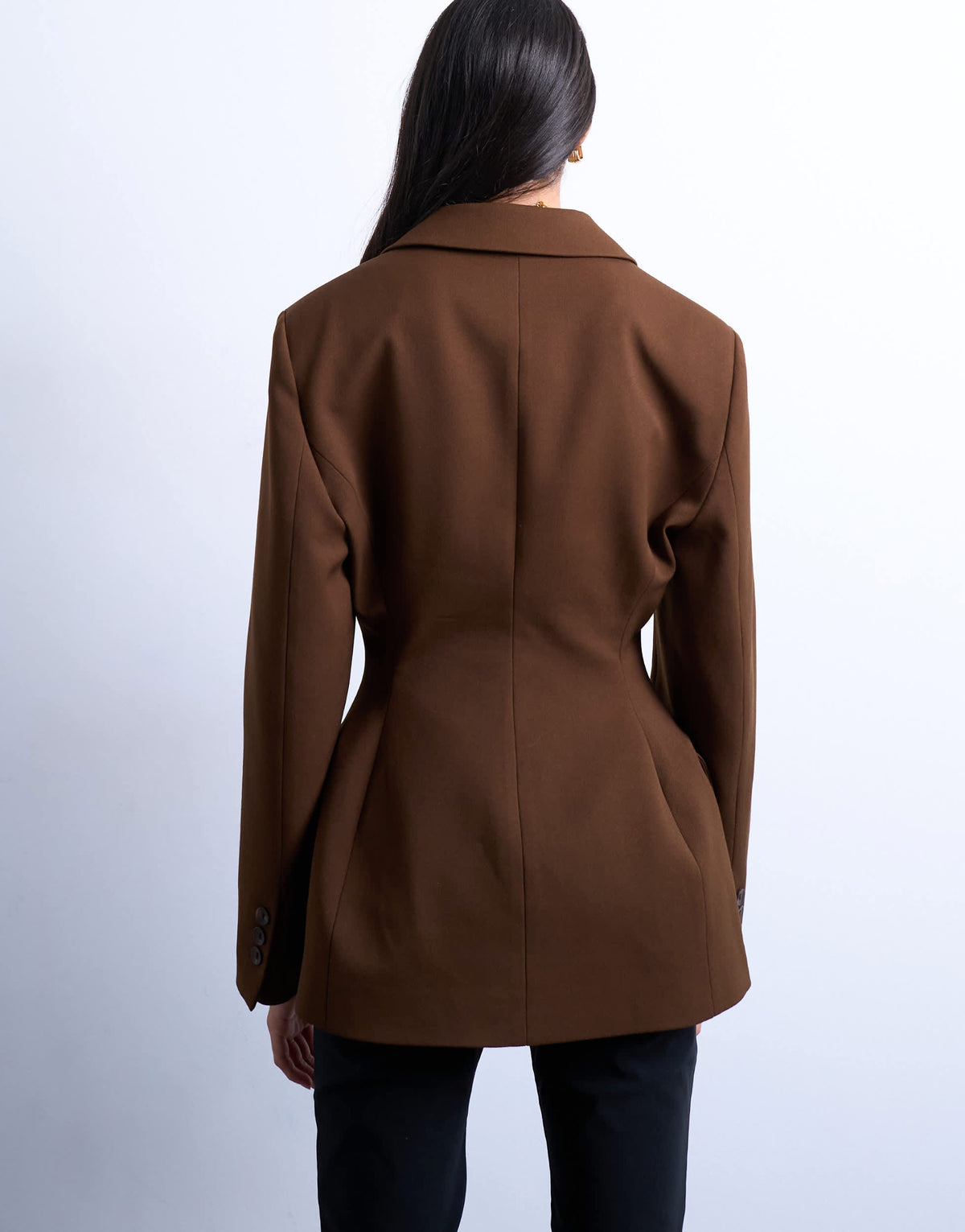 Topshop cinched blazer in brown