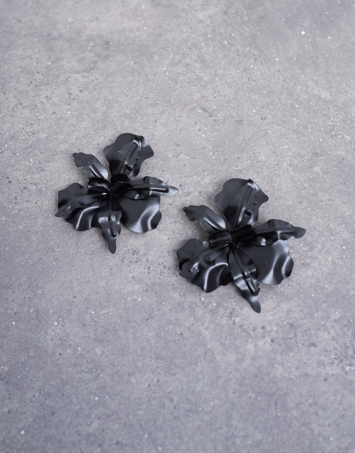 Topshop Erika statement floral stud earrings in black