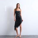 Robe nuisette midi asymétrique en satin à pois noirs Topshop