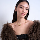 Topshop Nila teardrop adjustable choker necklace in gold