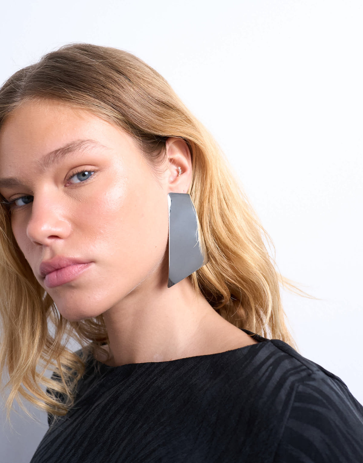 Topshop Emmey statement stud earrings in silver