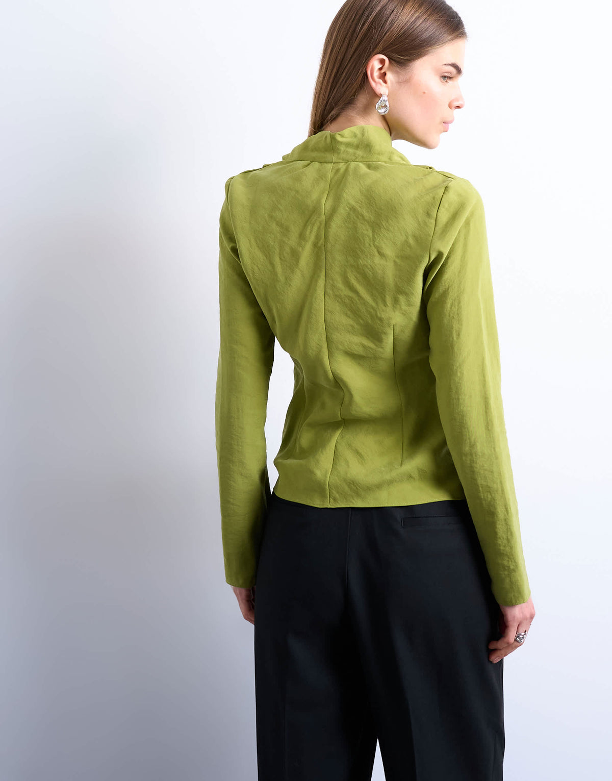 Topshop long sleeve cowl neck curpro top in green