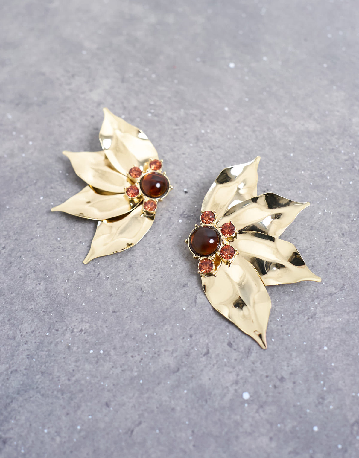 Topshop Enzo floral statement stud earring in gold