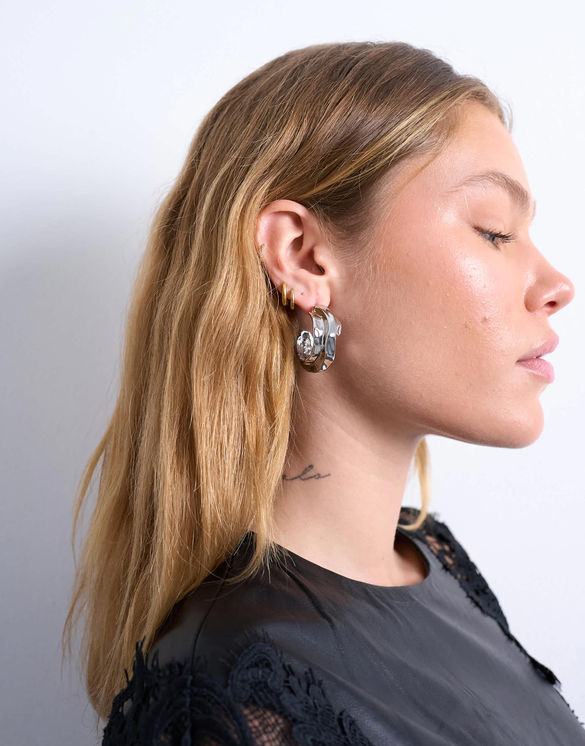 Topshop Emily chunky hoop earring in silver