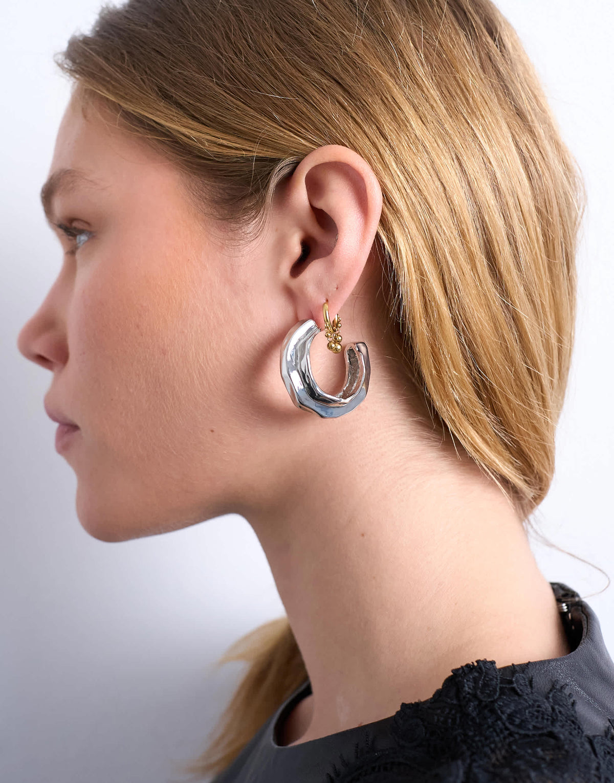 Topshop Emily chunky hoop earring in silver
