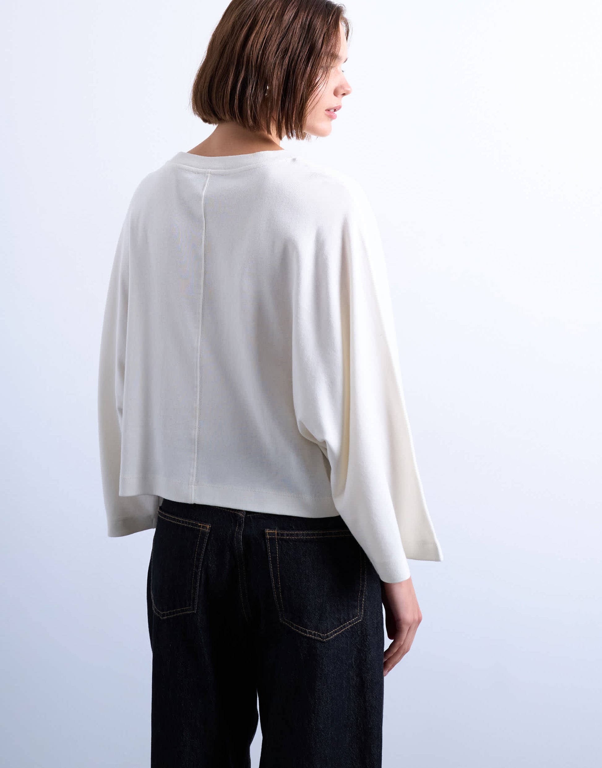 Topshop super wide sleeve tee in ecru
