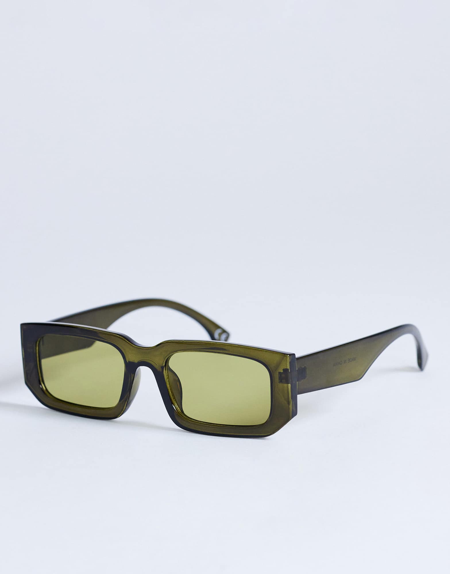 Topshop Milan rectangle sunglasses in olive green