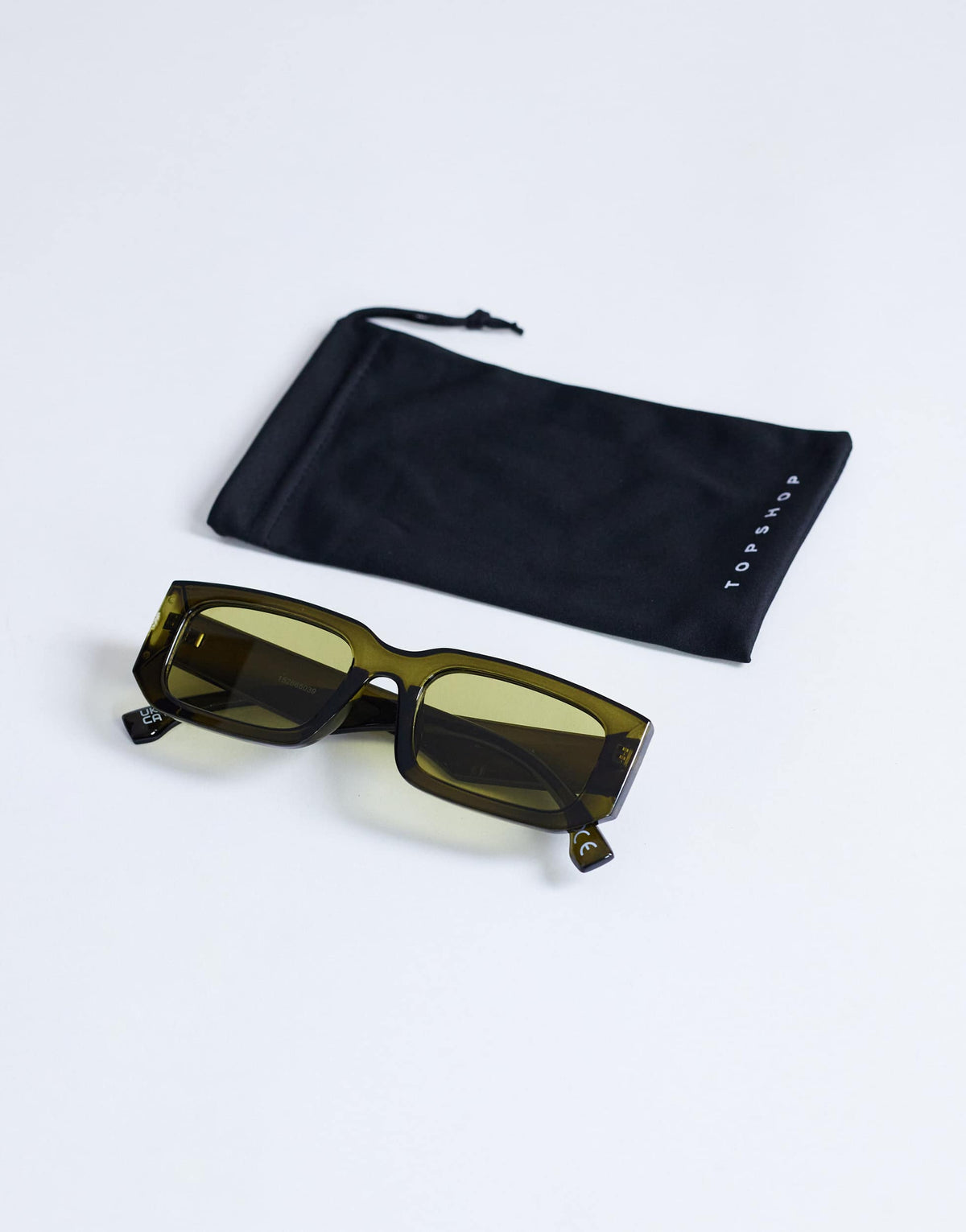 Topshop Milan rectangle sunglasses in olive green