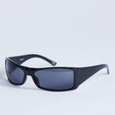 Topshop Ibiza wrapround rectangle sunglasses in black