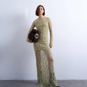 Topshop lace ruched front drop waist maxi dress in green