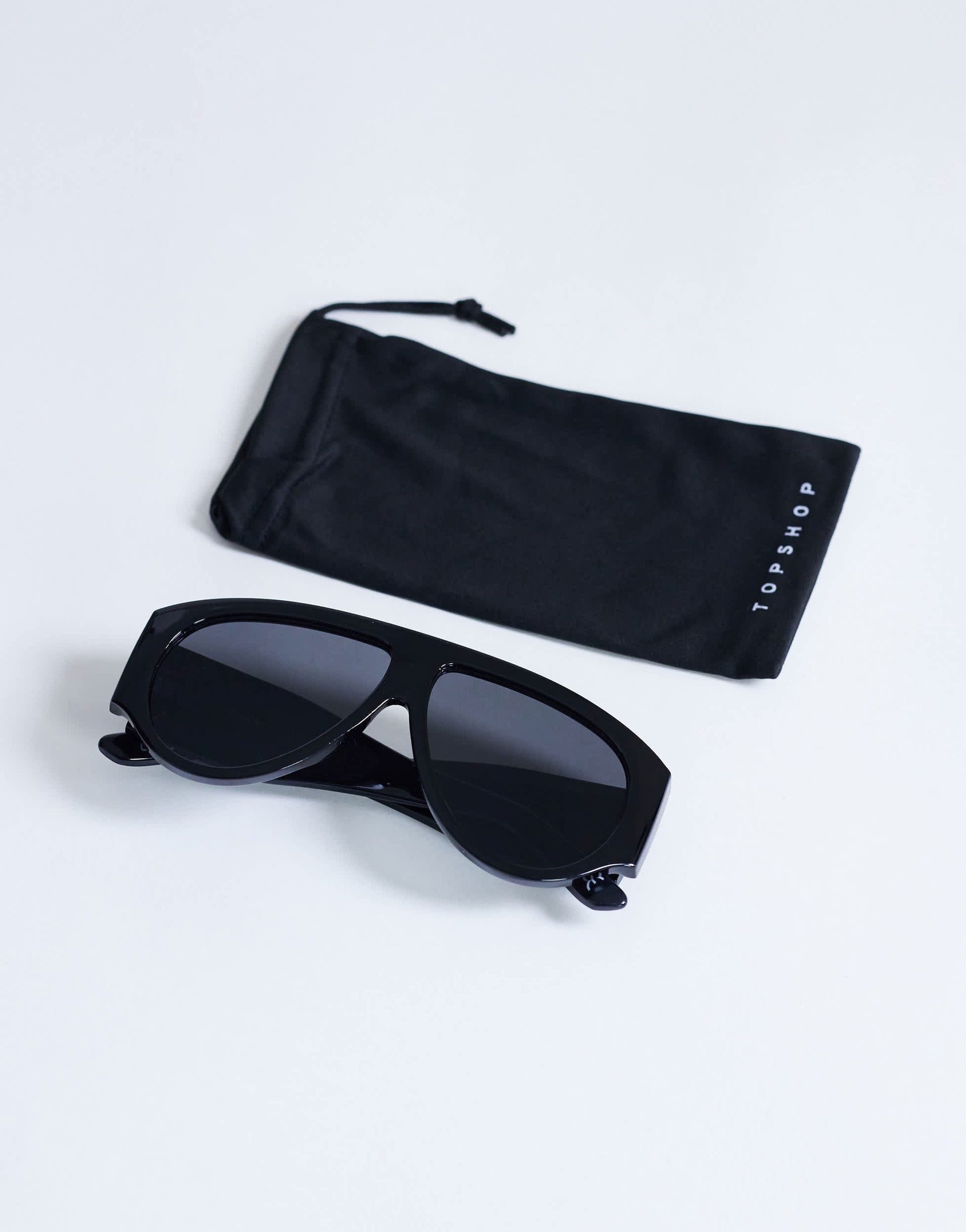 Topshop Zante aviator sunglasses in black