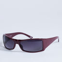 Topshop Ibiza wrapround rectangle sunglasses in burgundy