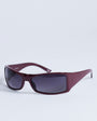 Topshop Ibiza wrapround rectangle sunglasses in burgundy