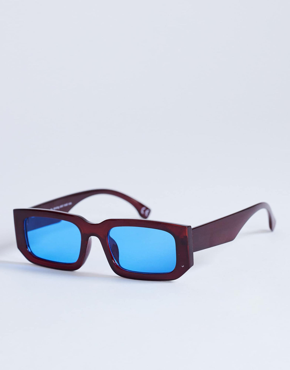 Topshop Milan rectangle sunglasses in burgundy