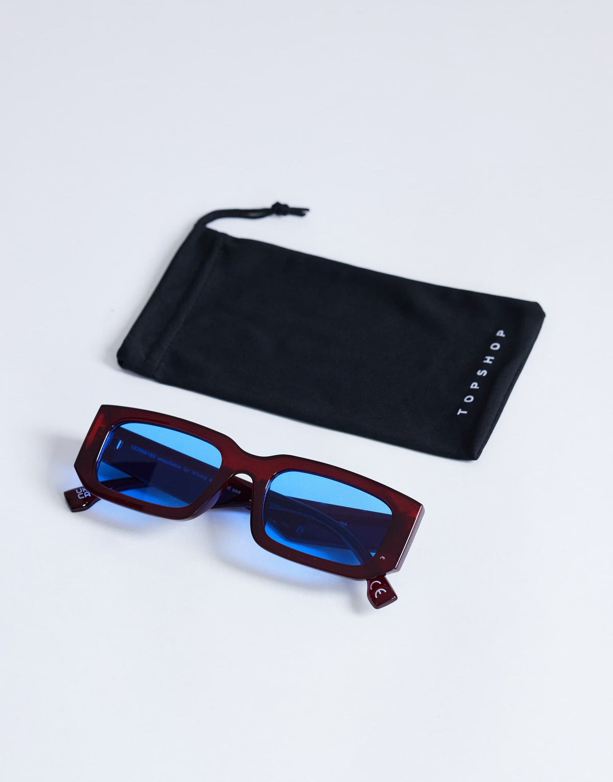 Topshop Milan rectangle sunglasses in burgundy