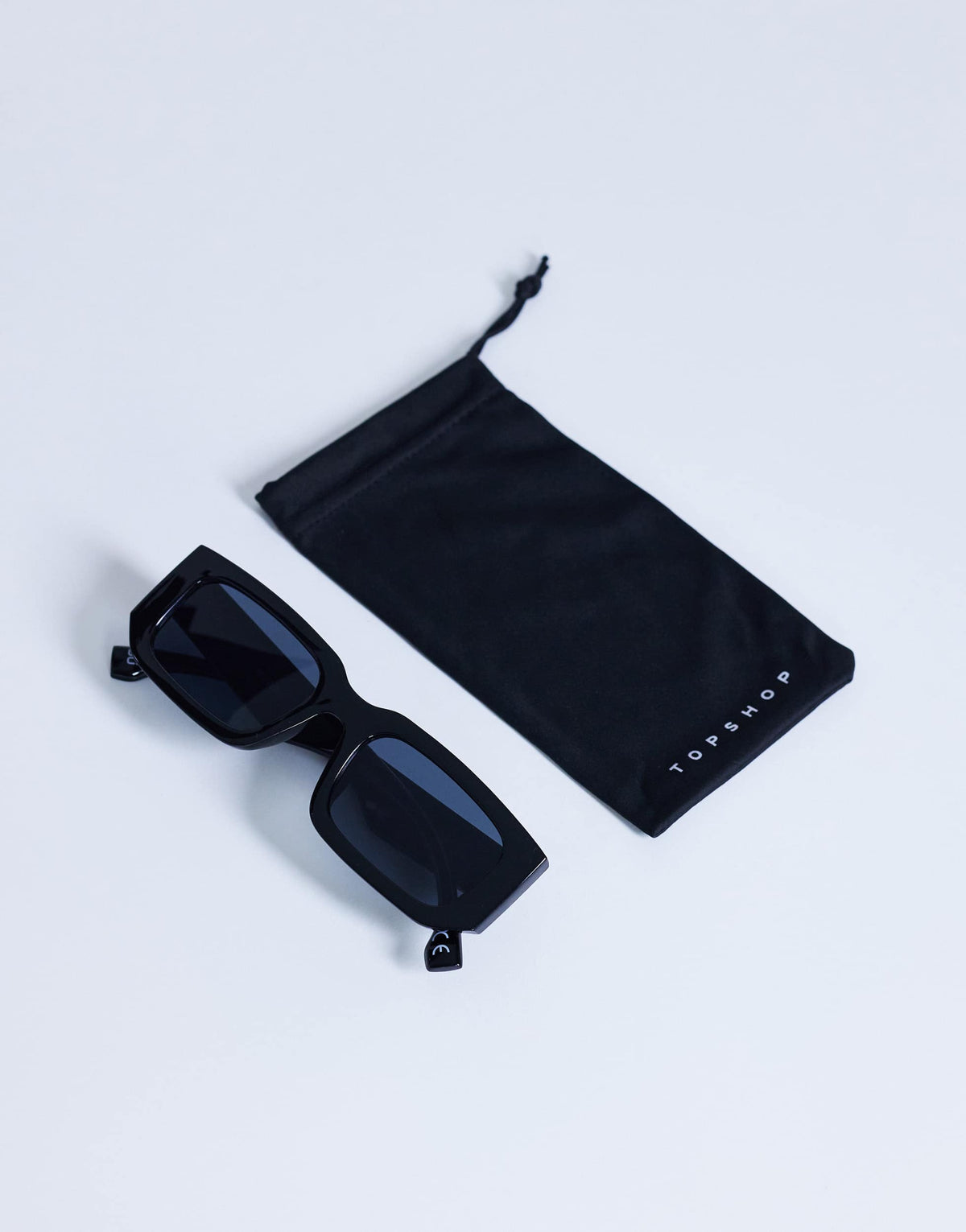 Topshop Milan rectangle sunglasses in black