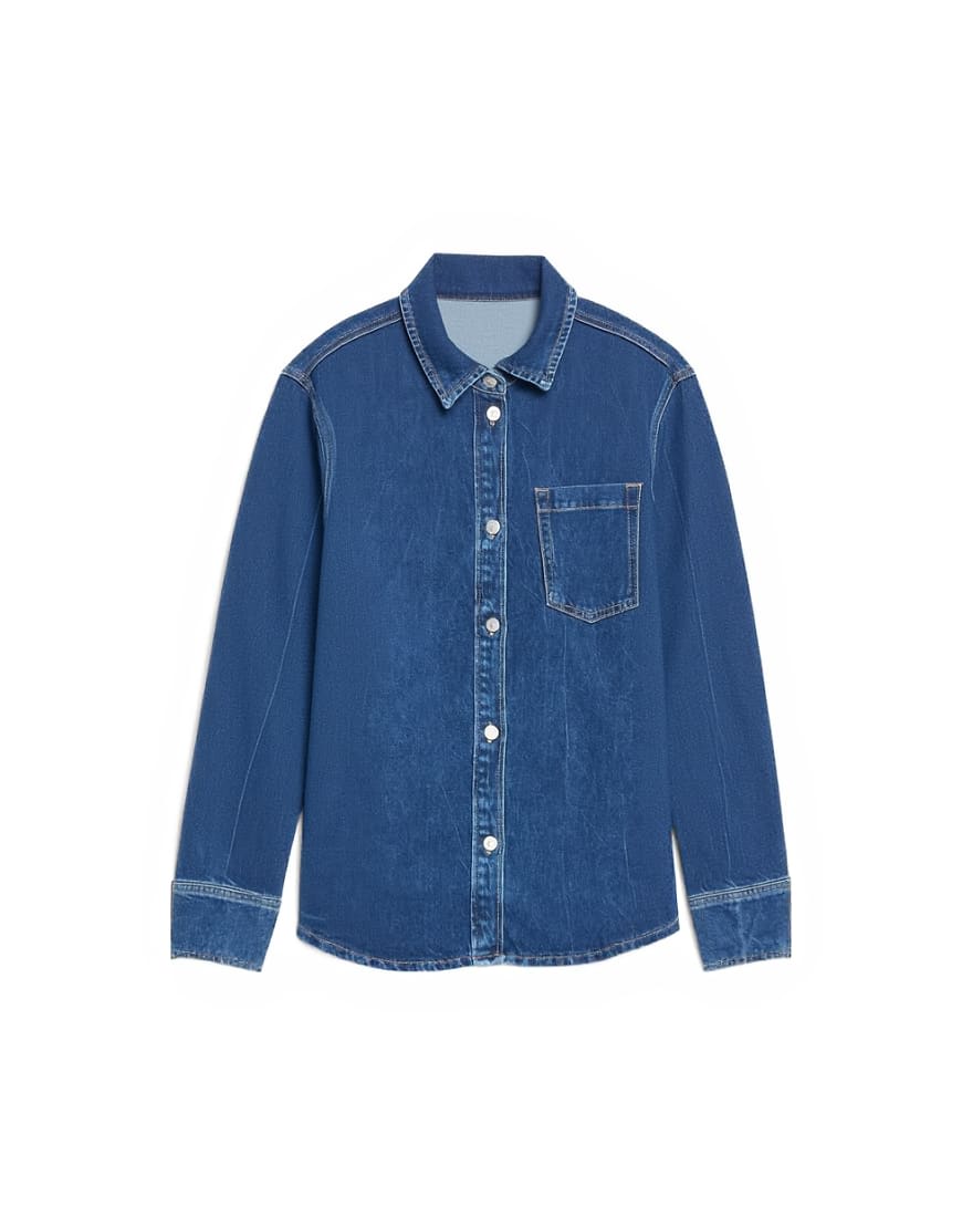 Topshop denim shacket in rich indigo