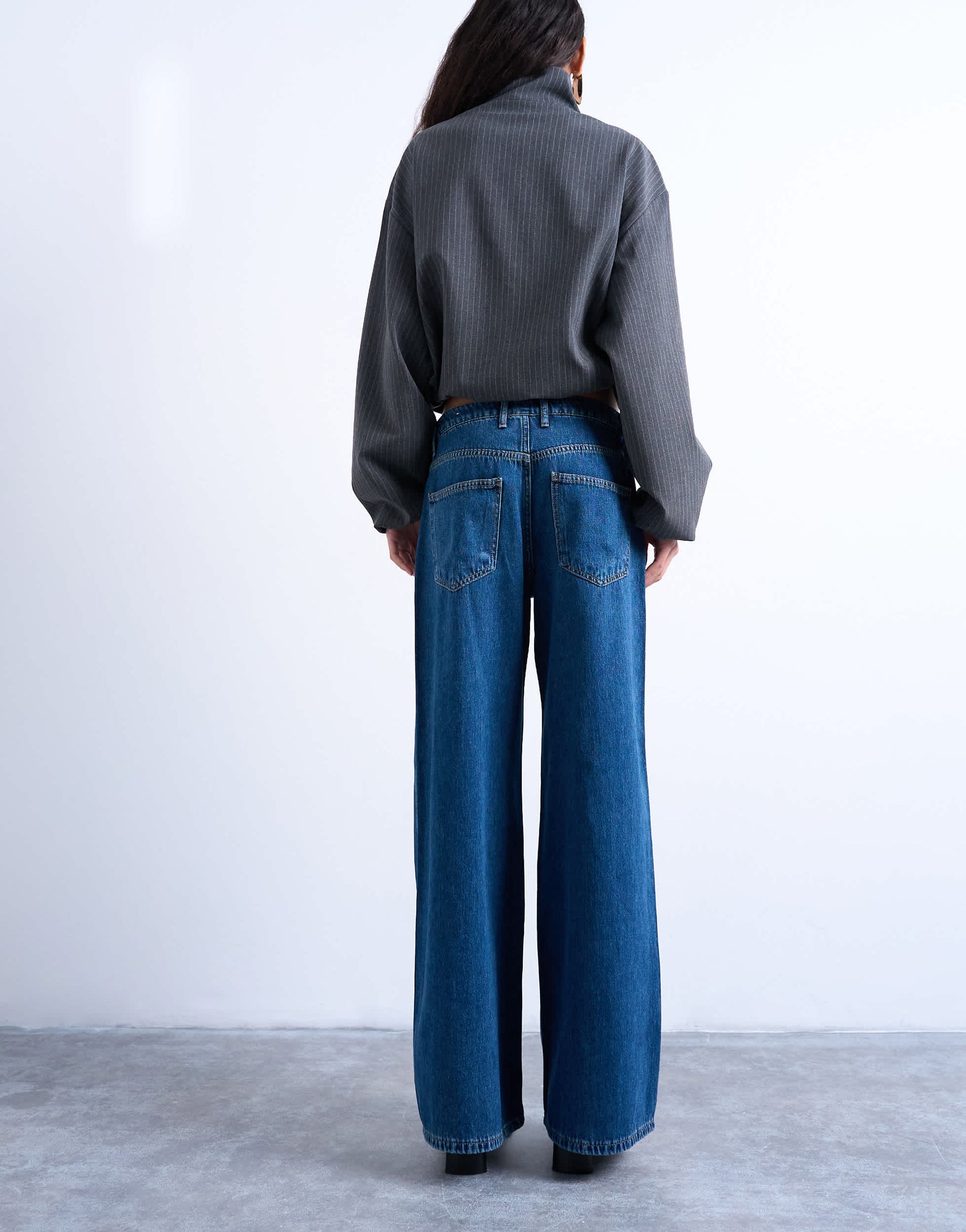 Topshop lounge low rise jean in vintage blue