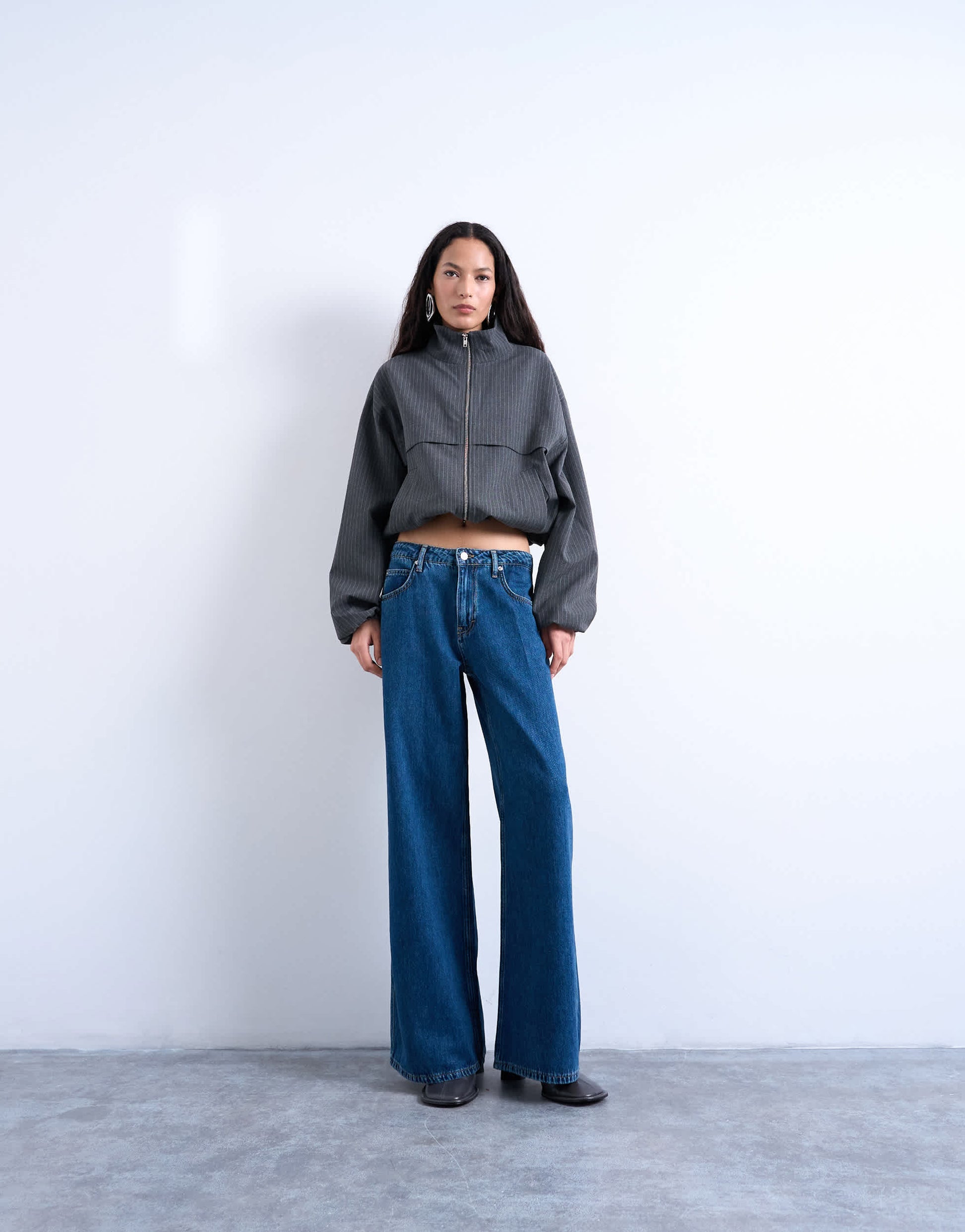 Topshop lounge low rise jean in vintage blue