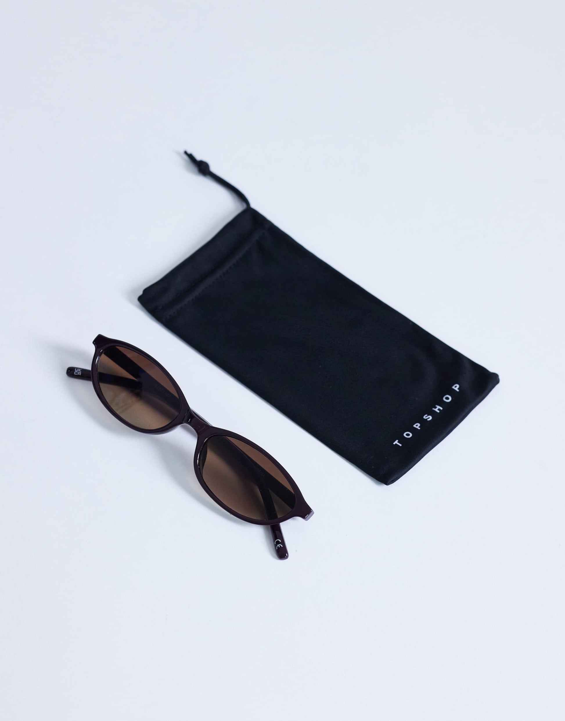 Topshop Lanzarote oval sunglasses in burgundy