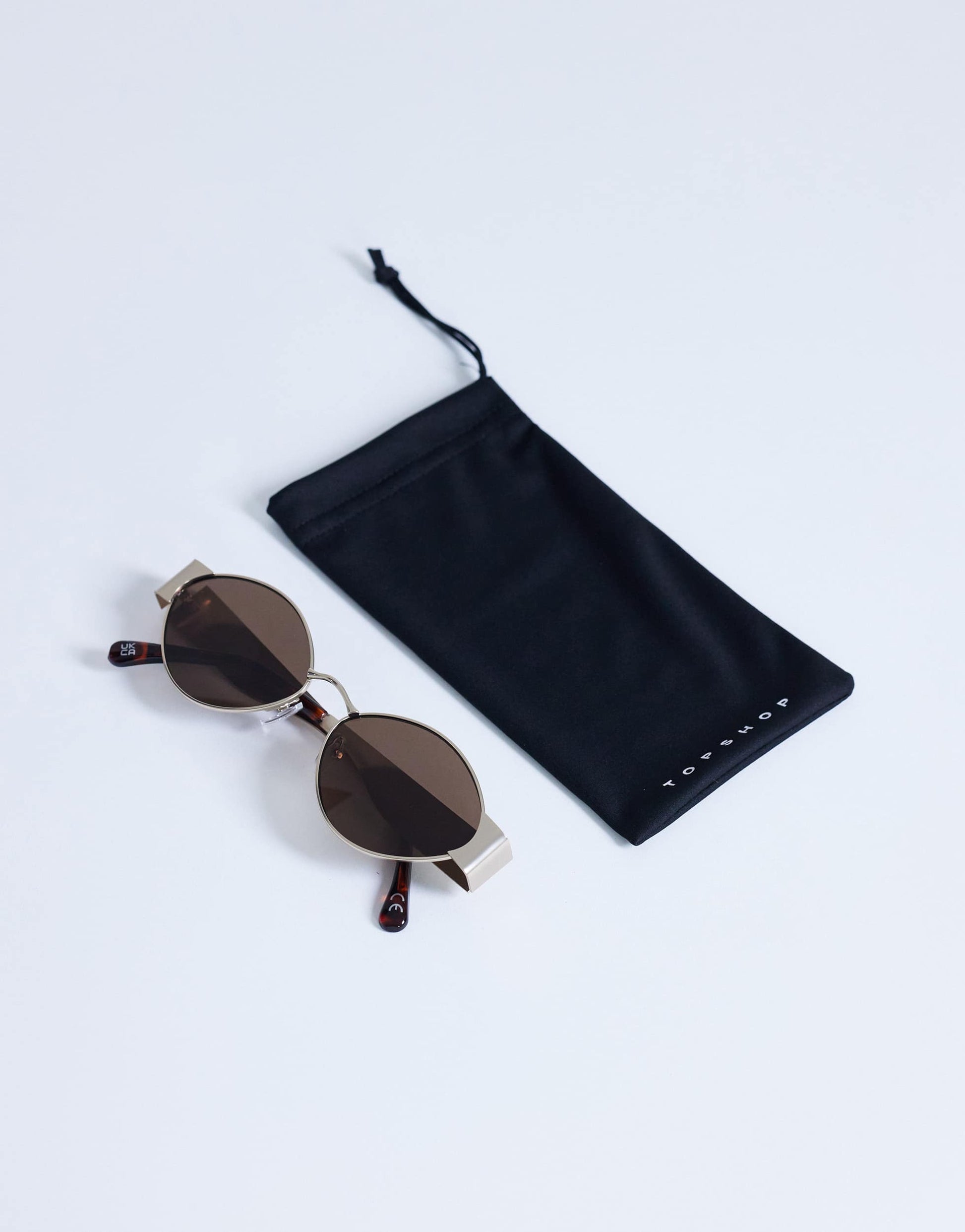 Topshop Cyprus metal frame sunglasses in gold