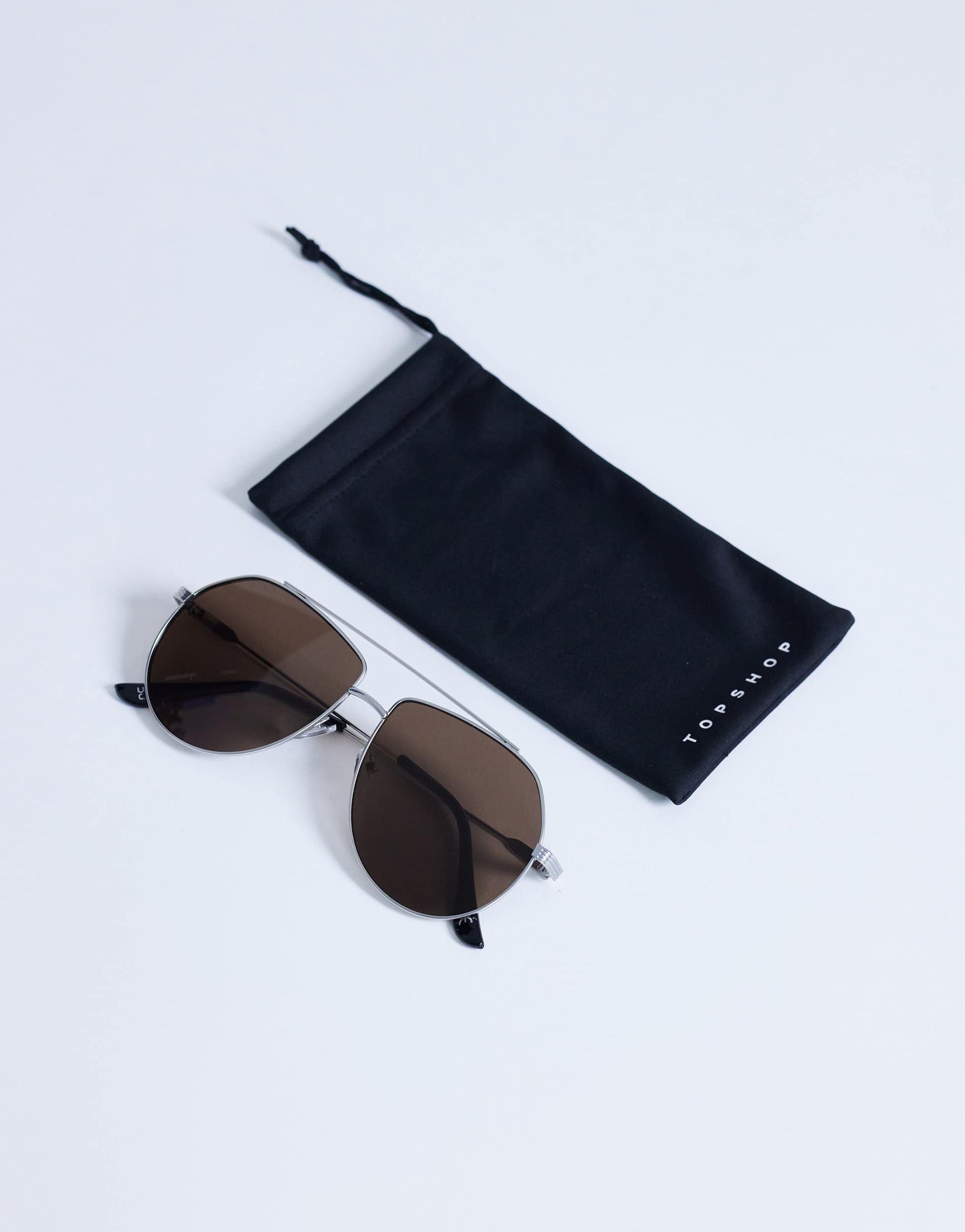 Topshop Croatia aviator metal frame sunglasses in silver