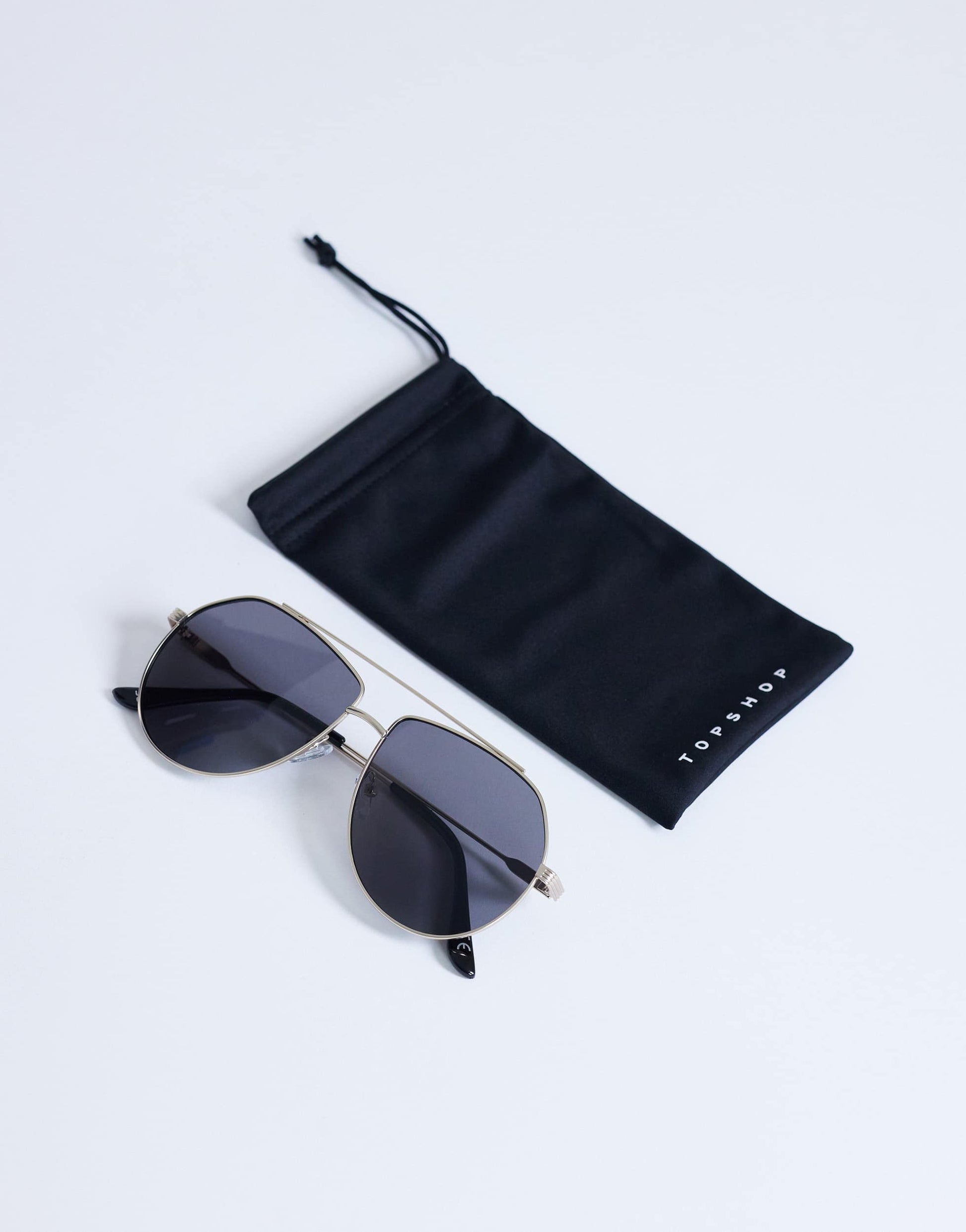 Topshop Croatia aviator metal frame sunglasses in gold