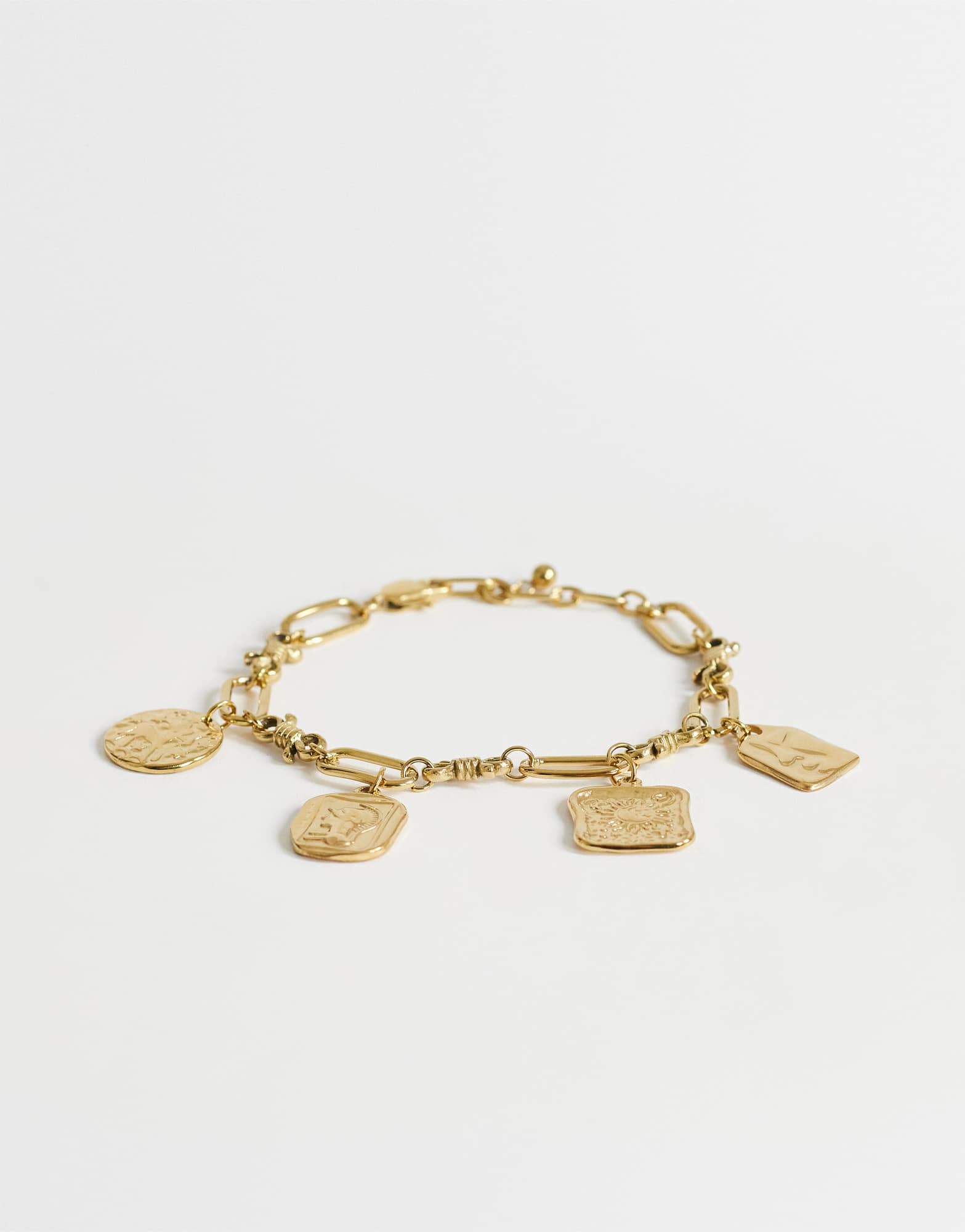Topshop Casidy waterproof stainless steel chain bracelet with charms in gold