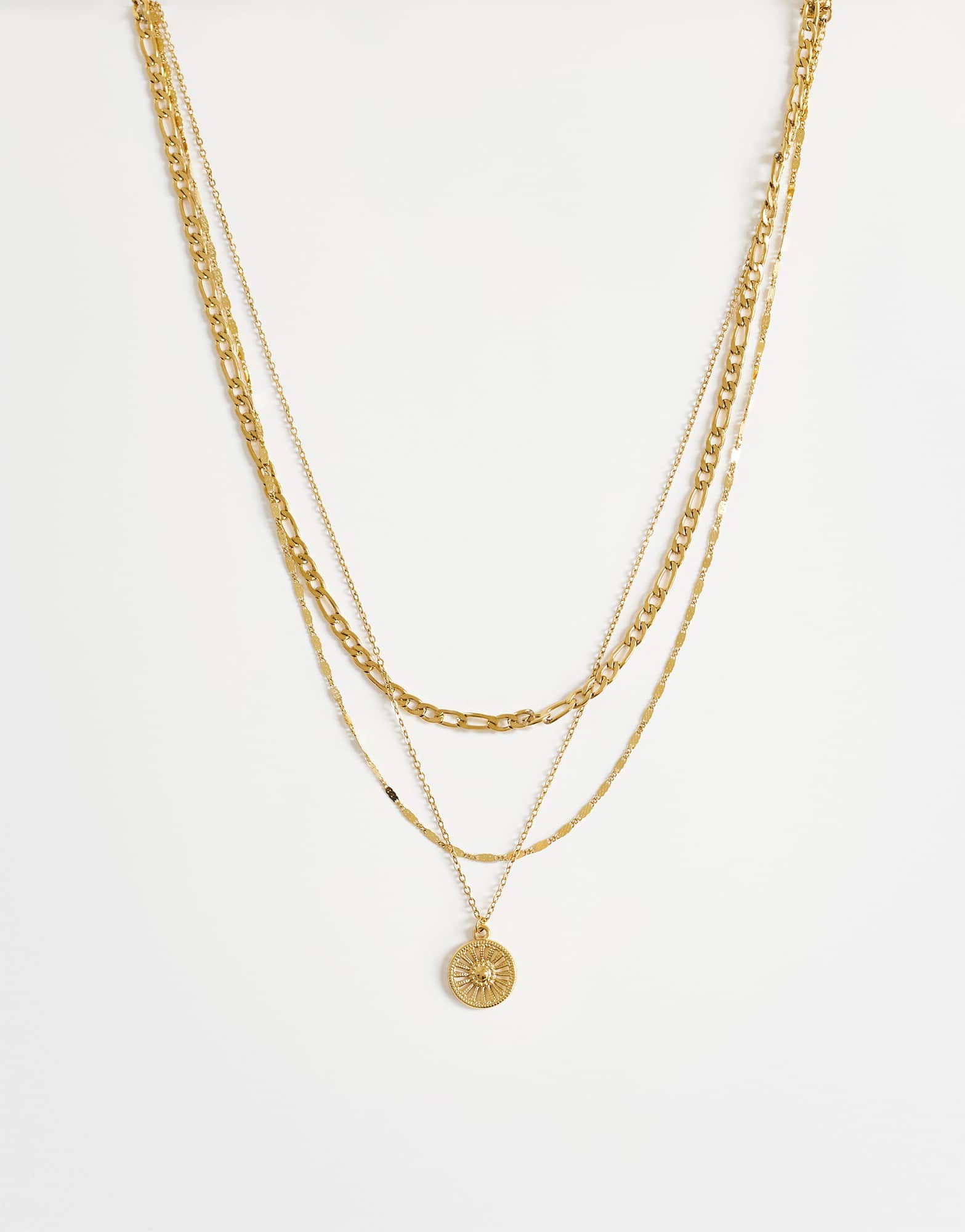 Topshop Nyle stainless steel multi chain necklace with pendants in gold