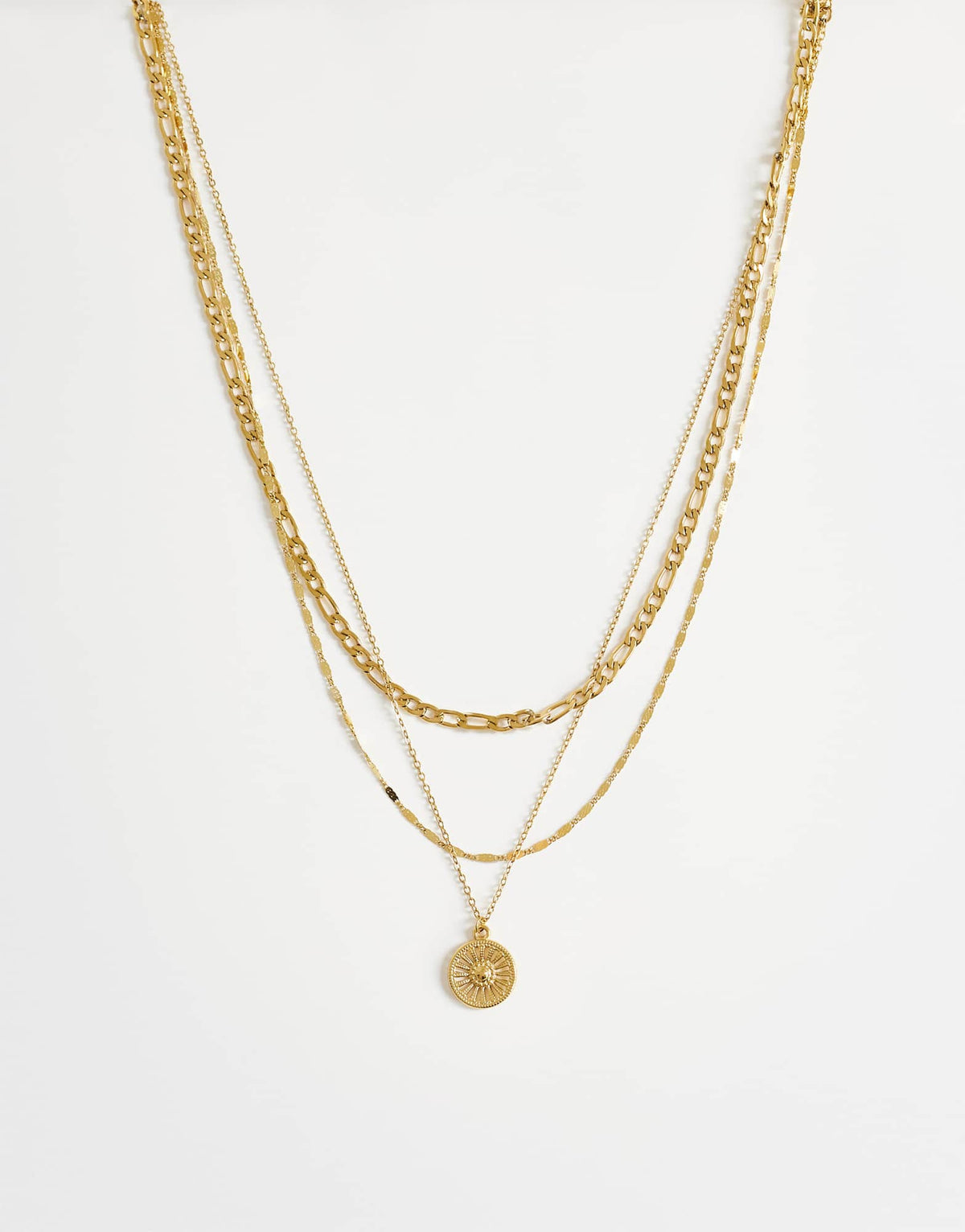 Topshop Nyle stainless steel multi chain necklace with pendants in gold