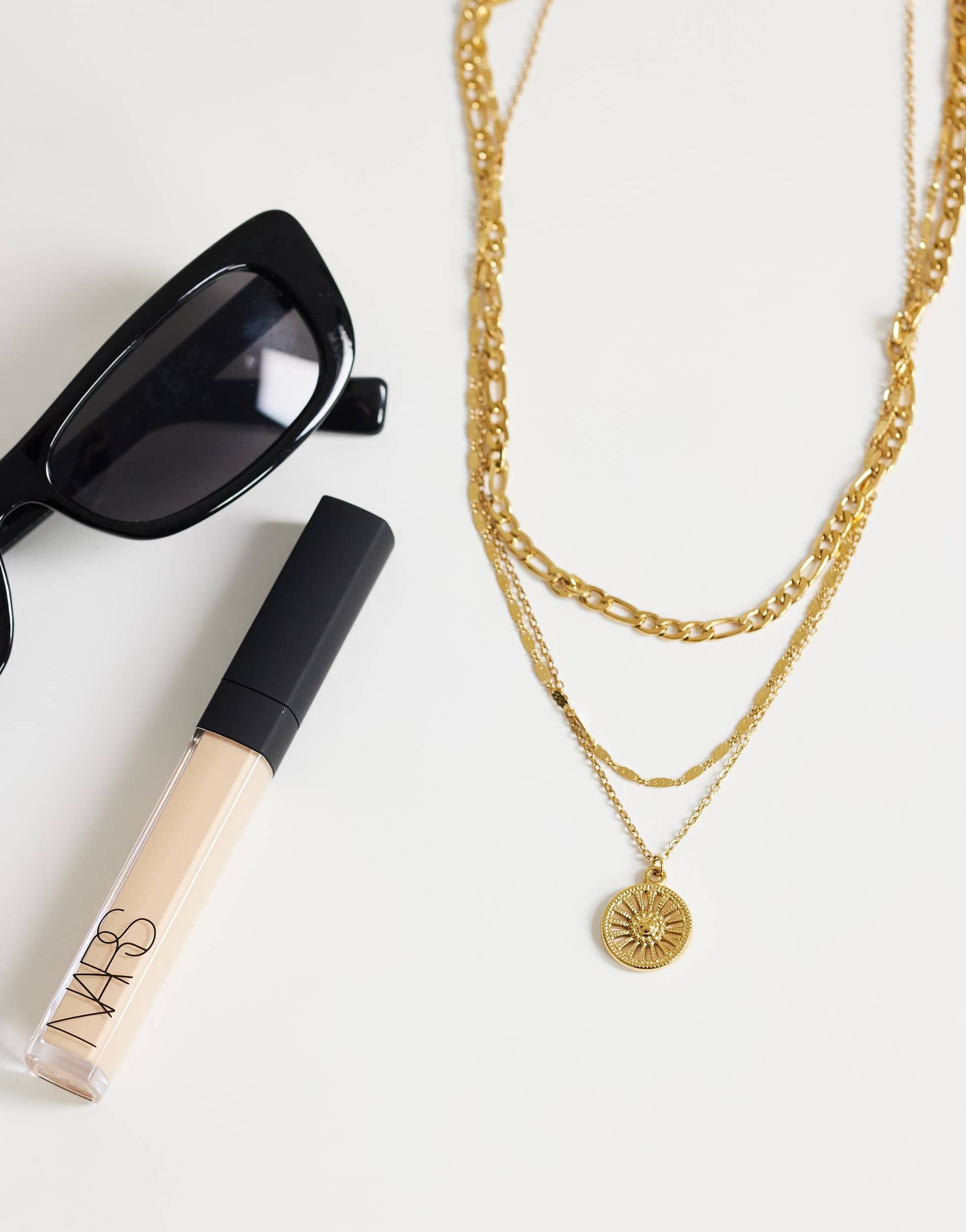 Topshop Nyle stainless steel multi chain necklace with pendants in gold