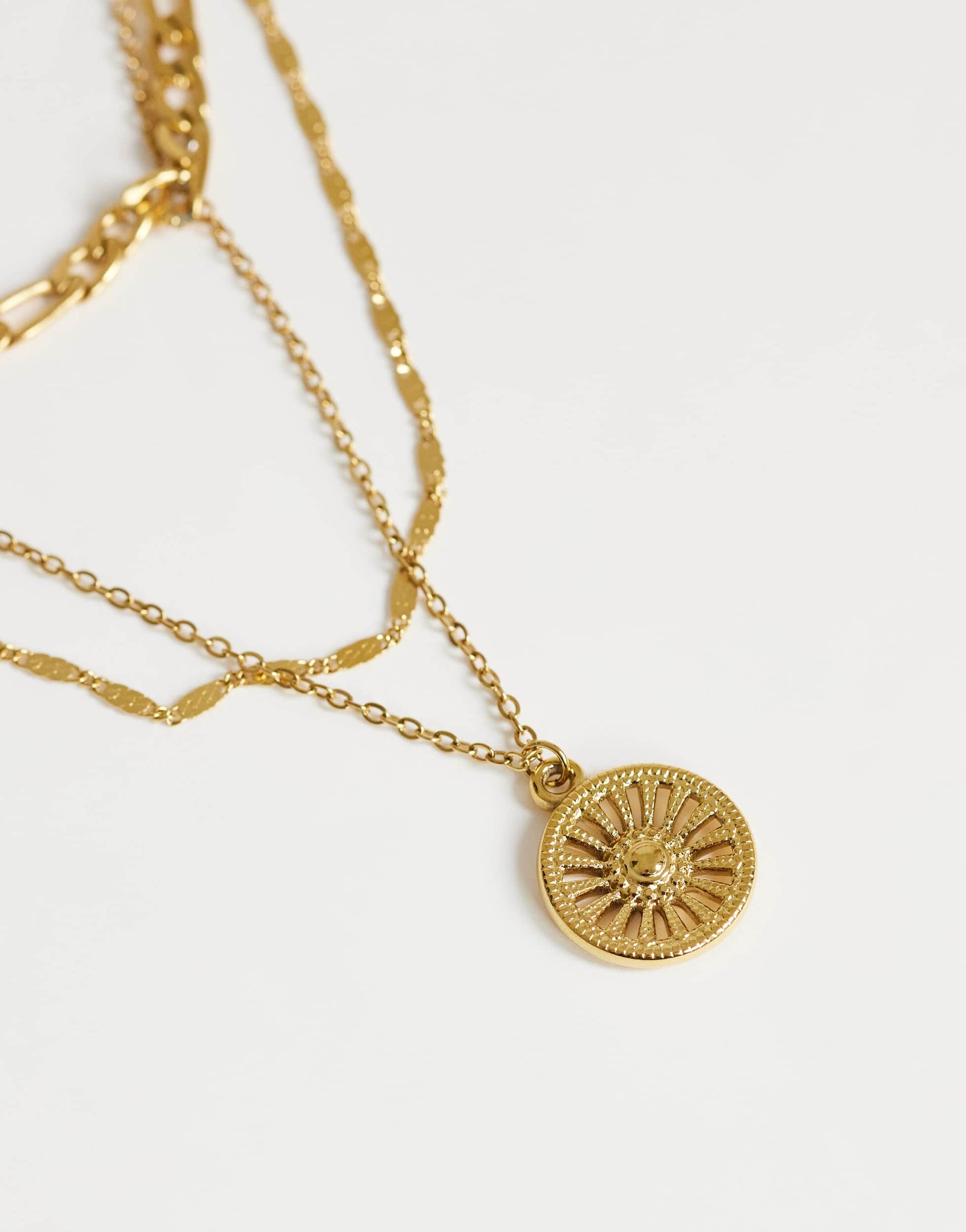 Topshop Nyle stainless steel multi chain necklace with pendants in gold