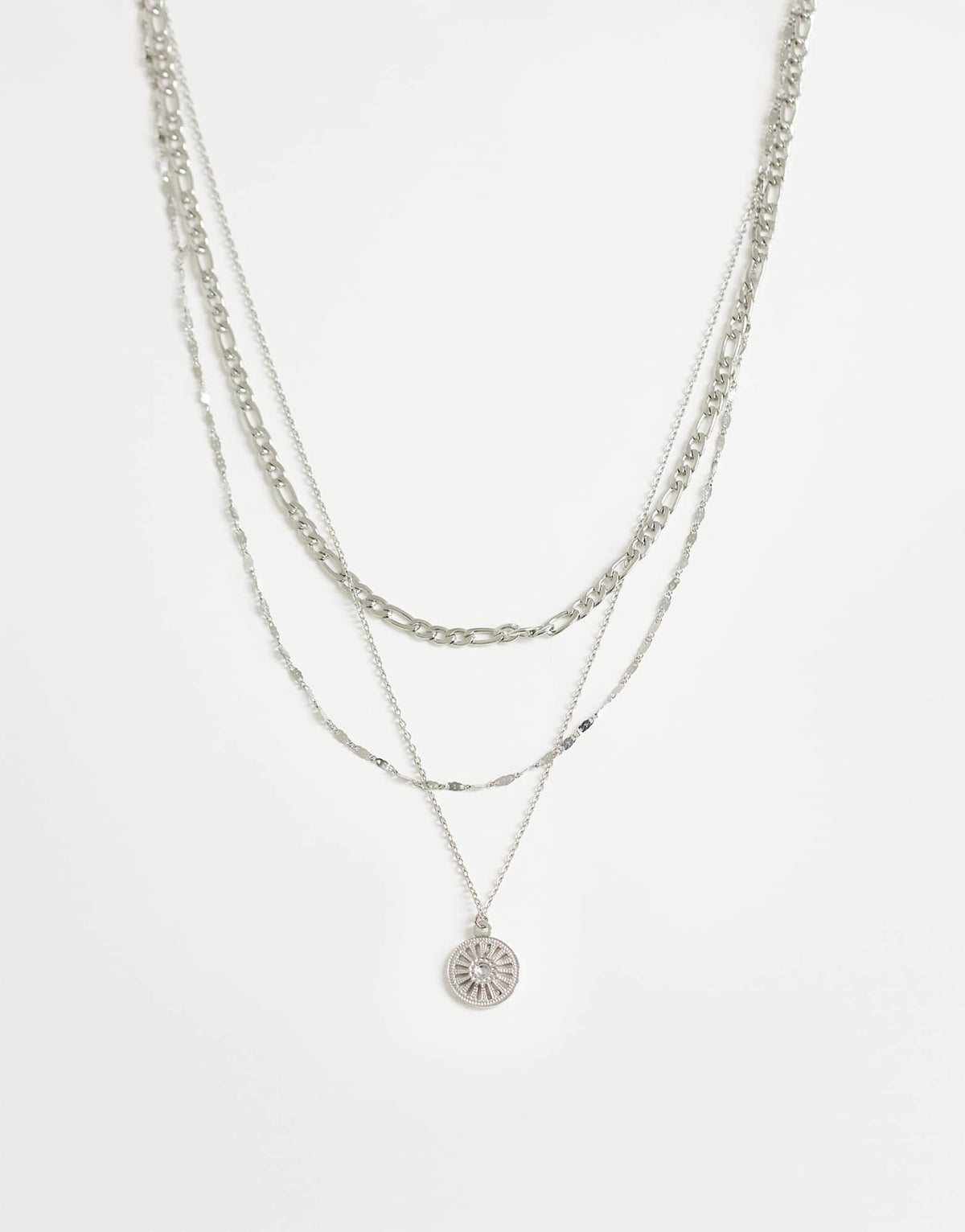 Topshop Nyle stainless steel multi chain necklace with pendants in silver