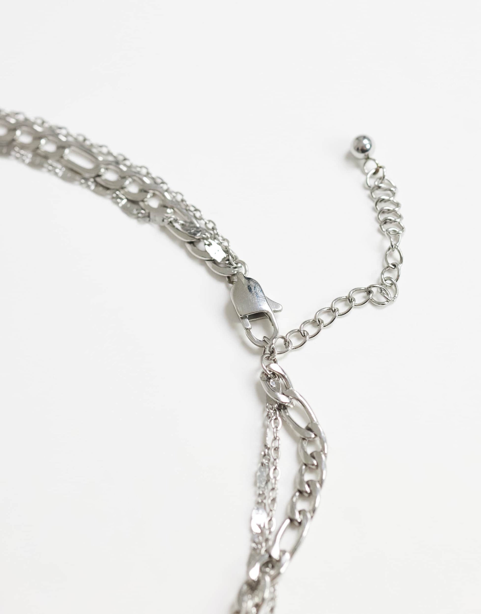 Topshop Nyle stainless steel multi chain necklace with pendants in silver