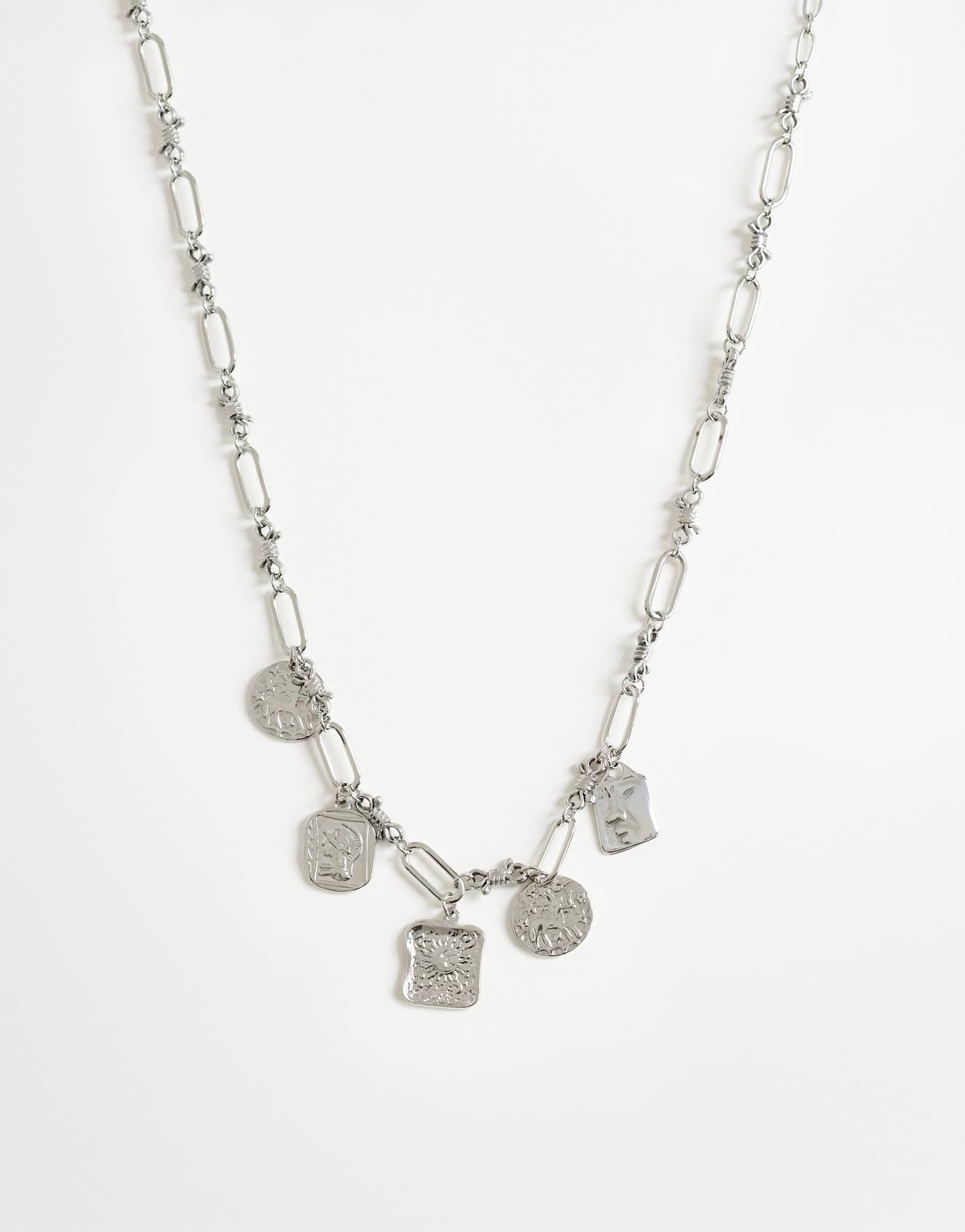 Topshop Naya waterproof stainless steel chain necklace with charms in silver